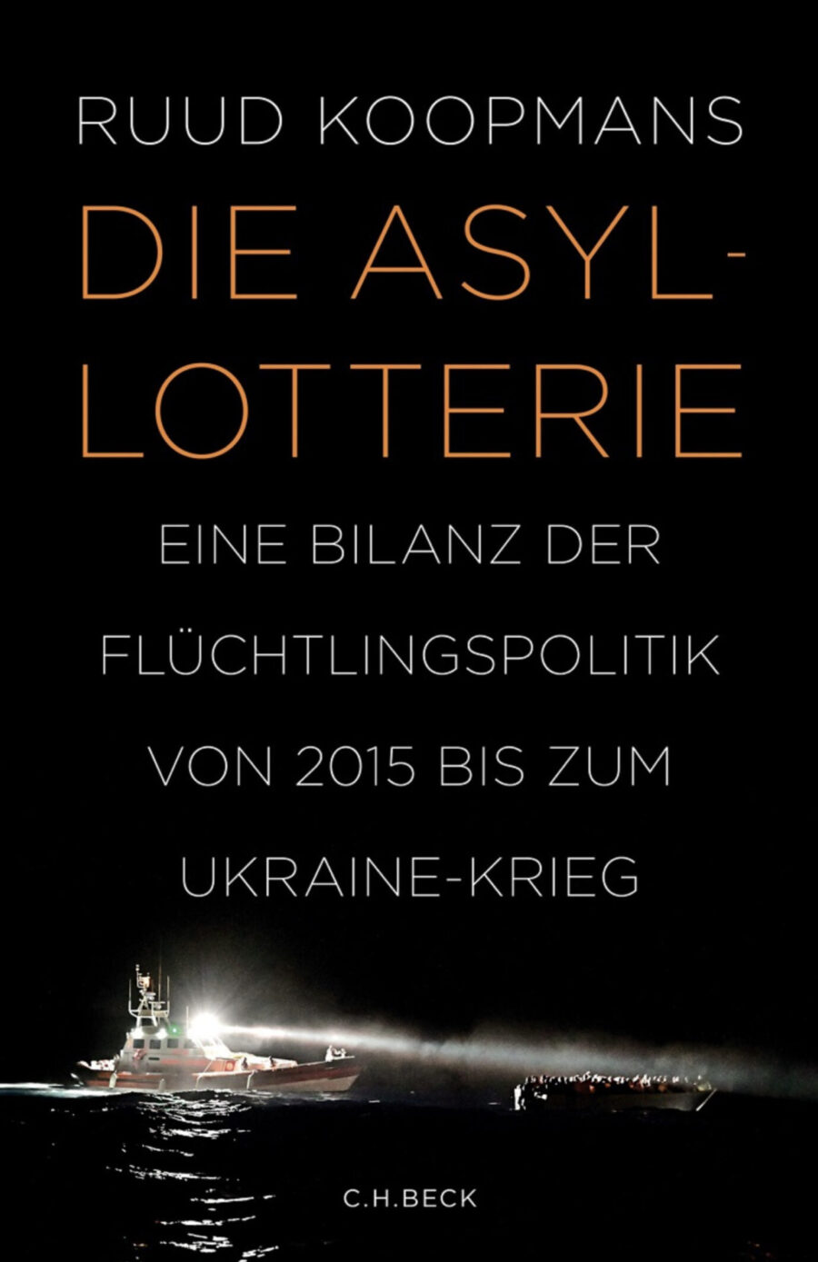 Das Bild zeigt das Cover von Ruud Koopmans' neuem Buch „Die Asyl Lotterie“. Der Autor kritisiert die aktuelle europäische Migrationspolitik scharf.