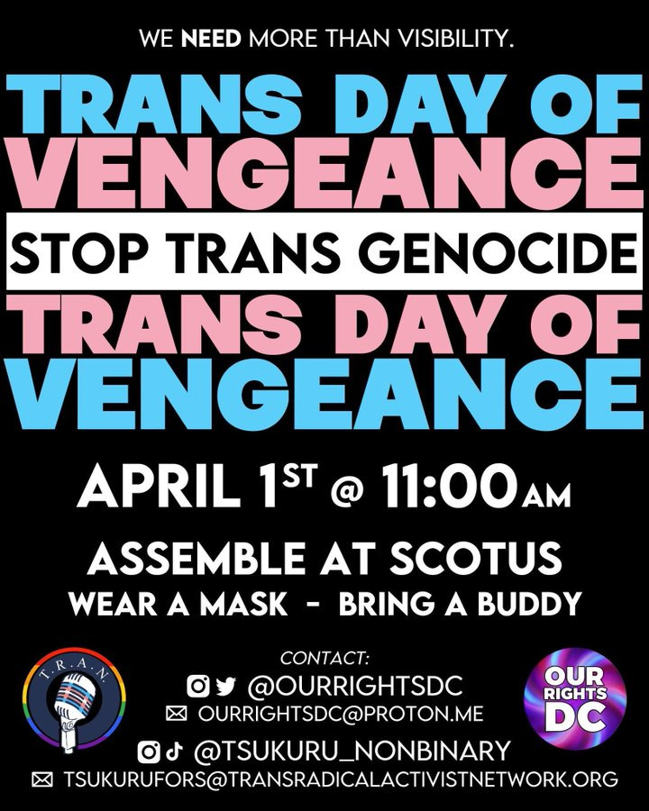 Ein den sozialen Netzwerken verbreiteter Aufruf zum "Trans-Tag der Vergeltung" Quelle: Andy Ngo