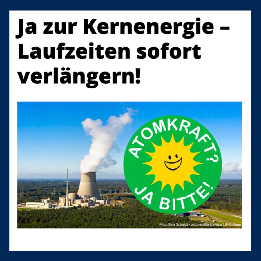 >> Hier geht es zur Petition Petition „Ja zur Kernenergie“ / Foto: JF