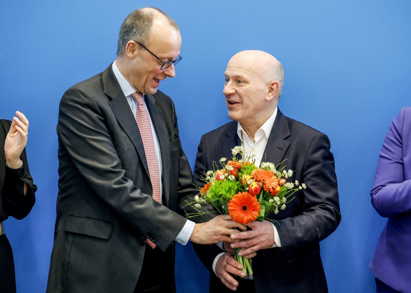 Deutschlands CDU-Chef Friedrich Merz und Berlins CDU-Chef Kai Wegner