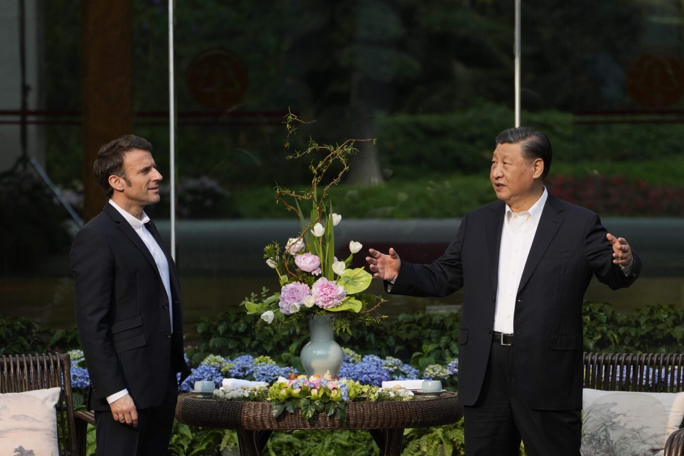 Präsident Macron und der chinesische Präsident Xi Jinping während des Staatsbesuchs