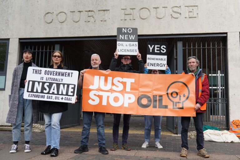 Hartes Urteil: Unterstützer der Klima-Extremisten protestieren vor dem Gericht in der Grafschaft Dartford gegen die Urteile.