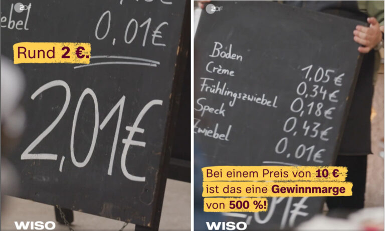 So wurde die Milchmädchenrechnung im ZDF-Beitrag präsentiert