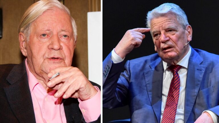 Alt-Bundeskanzler Helmut Schmidt (links, SPD) gerät wegen Aussagen zur Ukraine posthum ins Visier von Alt-Bundespräsident Joachim Gauck.
