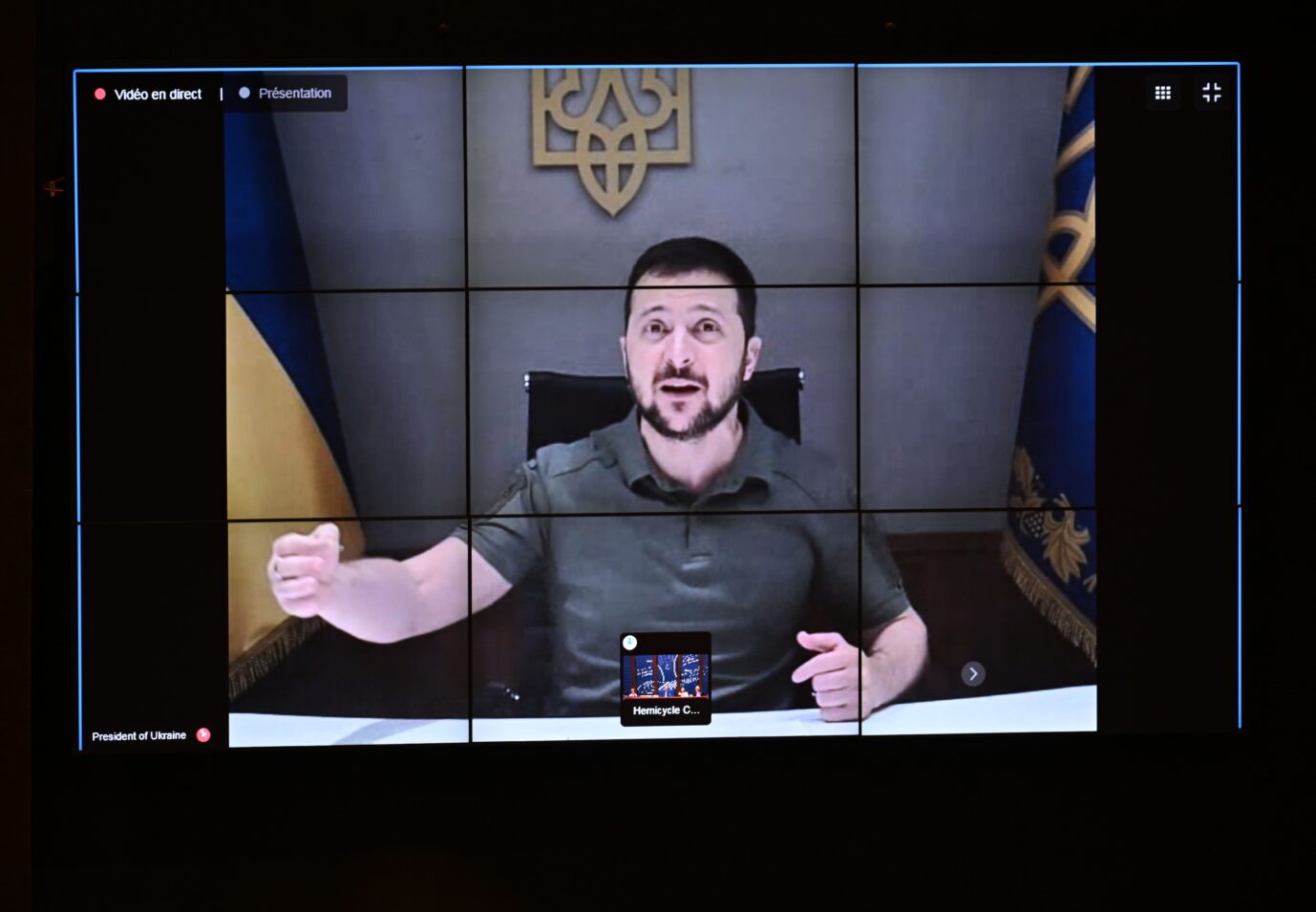 Verbot: Der ukrainische Präsident Wolodymyr Selenskyj bei einer seiner zahlreichen Videobotschaften. Beim ESC wird es das nicht geben.