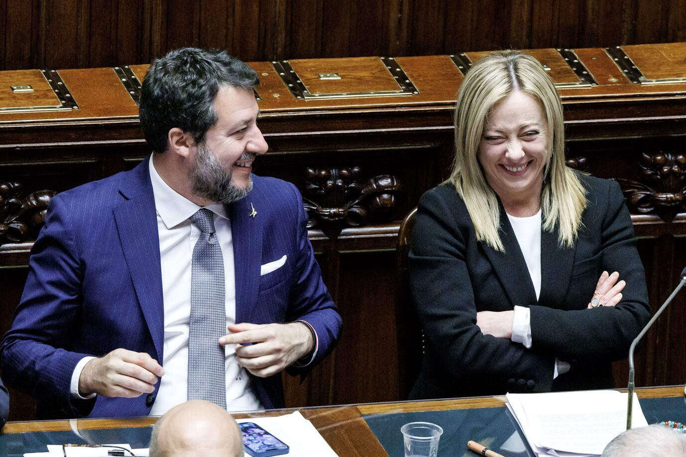 Sieg bei den Kommunalwahlen: Italiens beliebte Ministerpräsidentin Giorgia Meloni mit ihrem Vize und Verkehrsminister Matteo Salvini im März auf der Regierungsbank.