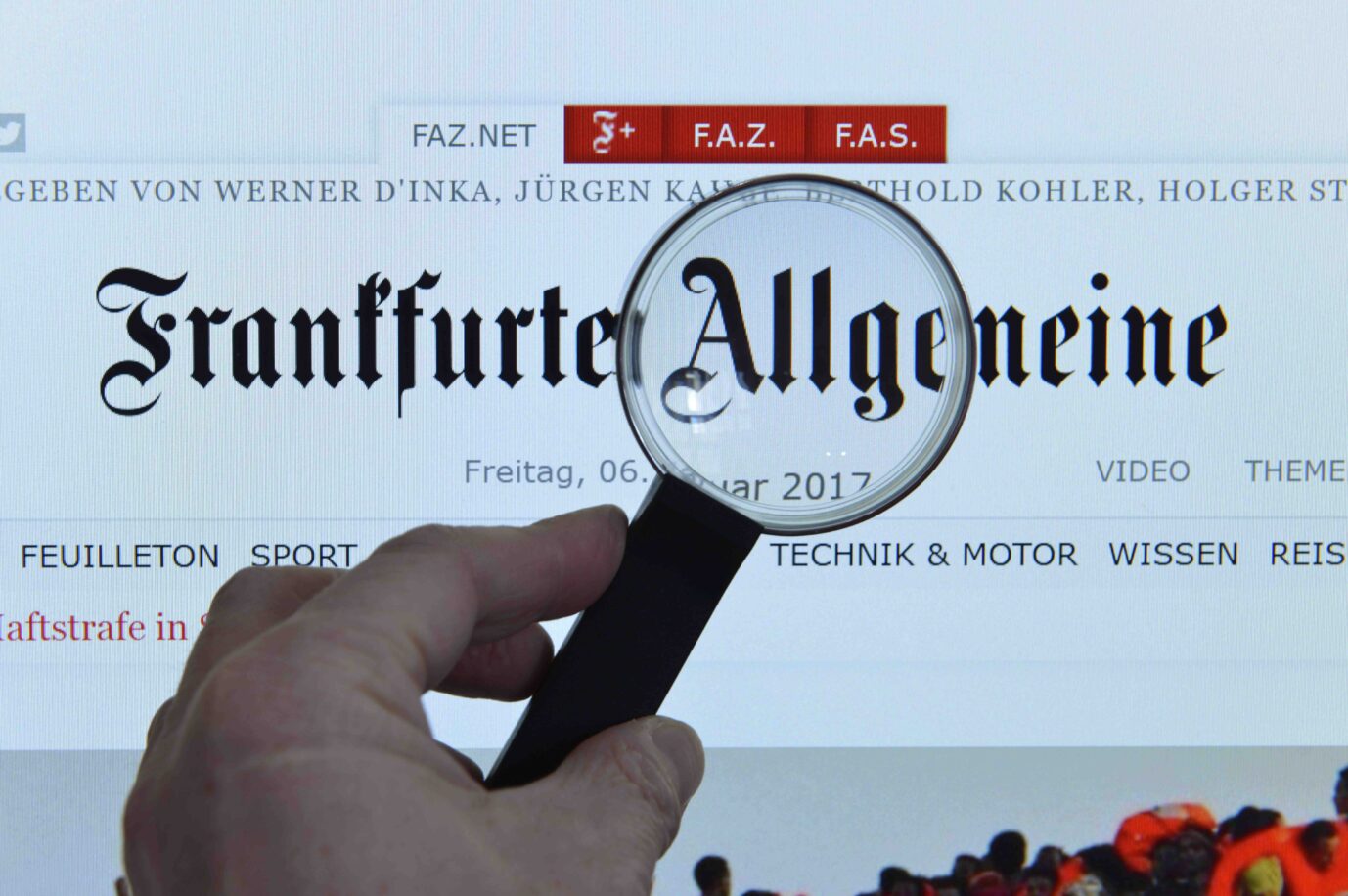 Die Internetseite der Frankfurter Allgemeinen Zeitung, FAZ.