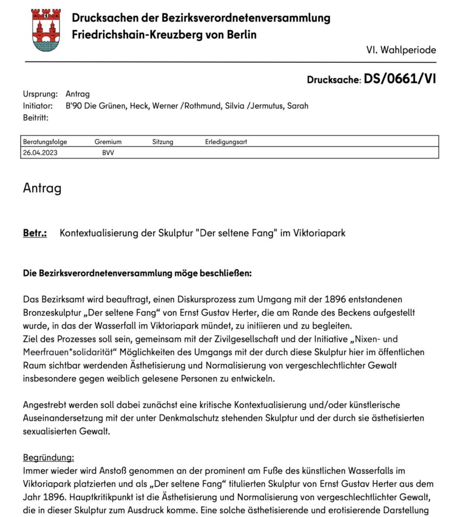 Auszug aus dem BVV-Antrag der Grünen Foto: BVV-Friedrichshain-Kreuzberg