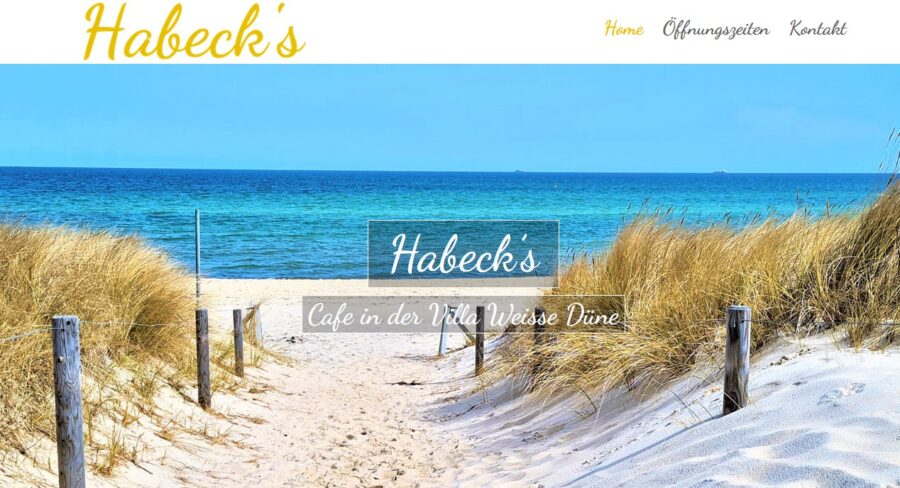 Im Internet wirbt das Café Habeck's mit Entspannung und weißen Dünen
