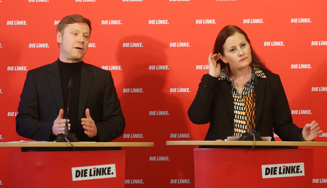 Das Führungsduo der Linkspartei aus Janine Wissler und Martin Schirdewan hat wegen Sahra Wagenknecht genug Redebedarf.