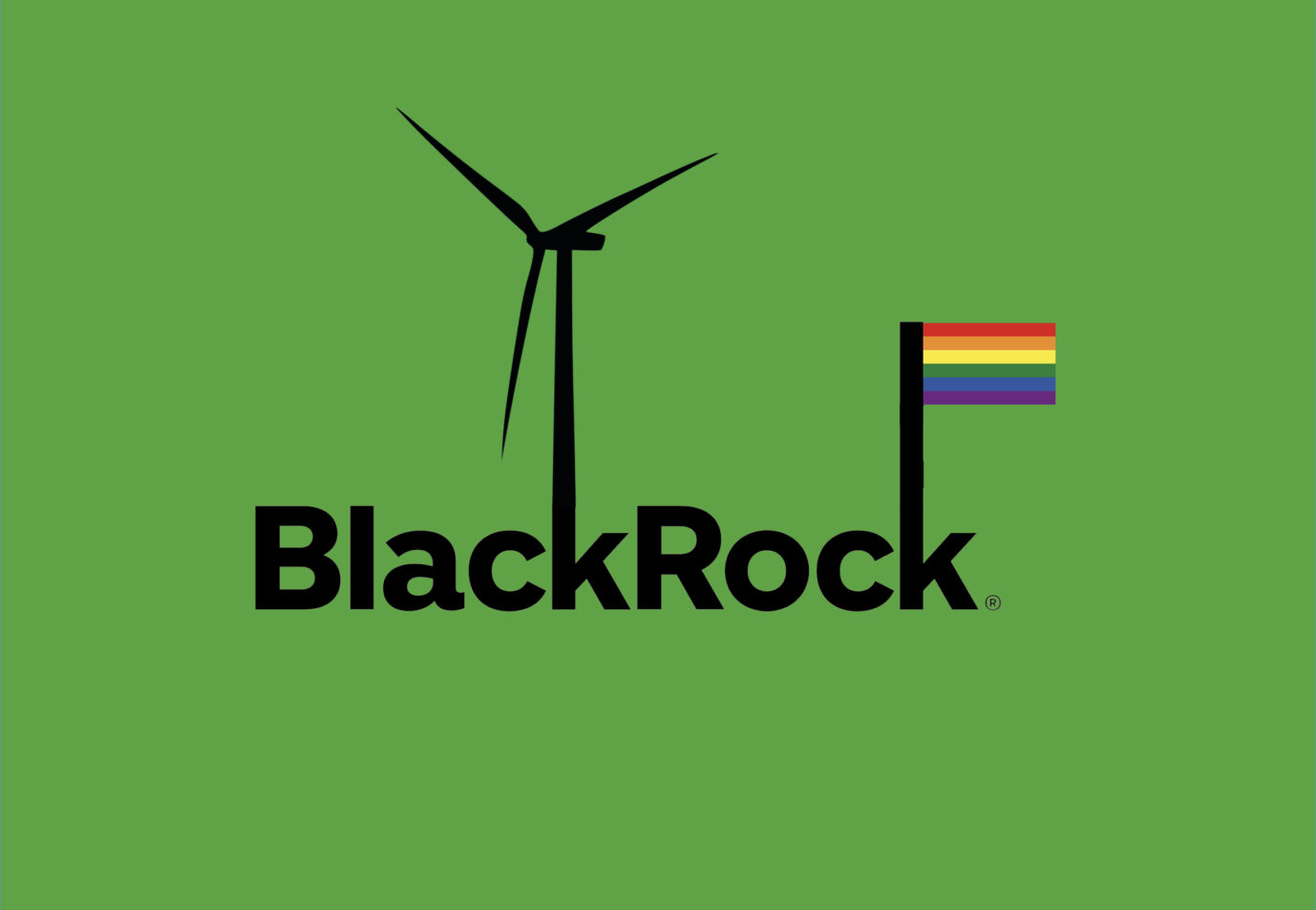 BlackRock-Logo mit Windrad und PrideFlag