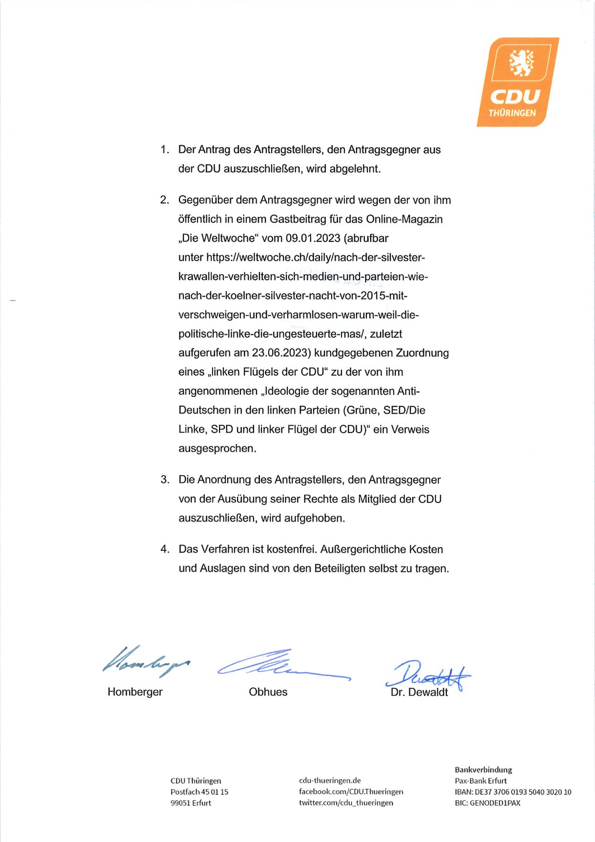 Urteil des Kreisparteigerichtes: Maaßen darf bleiben Foto: Screenshot/JF