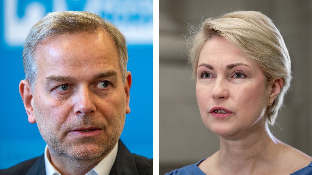 AfD-Landeschef Leif-Erik Holm und Ministerpräsidentin Manuela Schwesig (SPD).