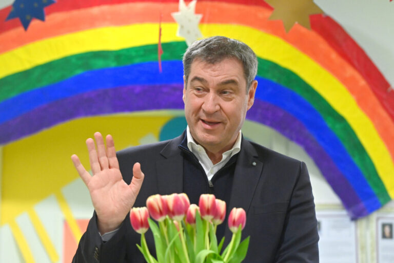 Für LGBTQ-Rechte: Bayerns Ministerpräsident Markus Söder (CSU) bei einem Auftritt in einer Kinderkrippe im Januar.