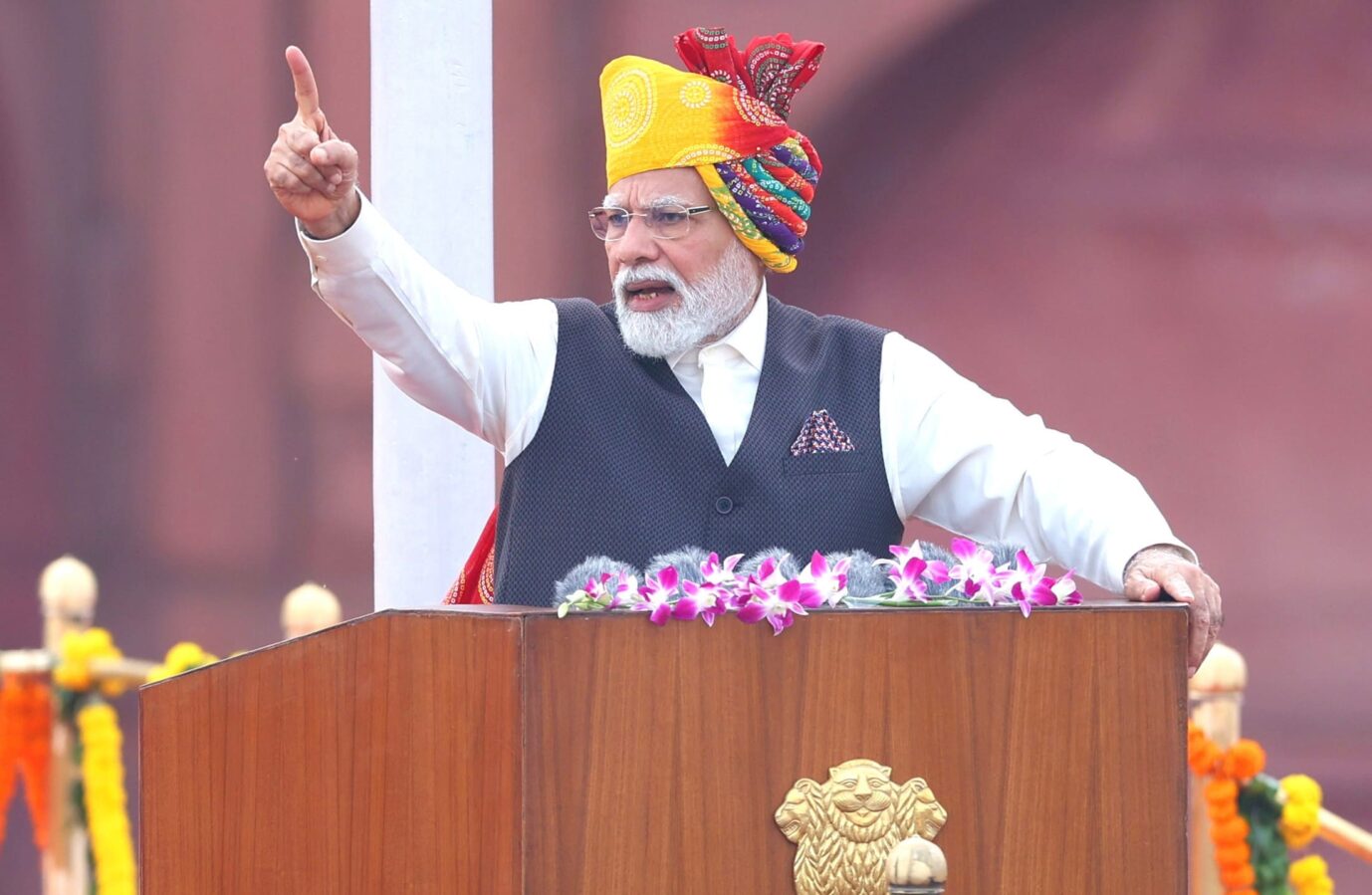 Indiens Regierungschef Narendra Modi bei einer Rede zum Unabhängigkeitstag am 15. August. Nun will er das Land in Bharat umbenennen.