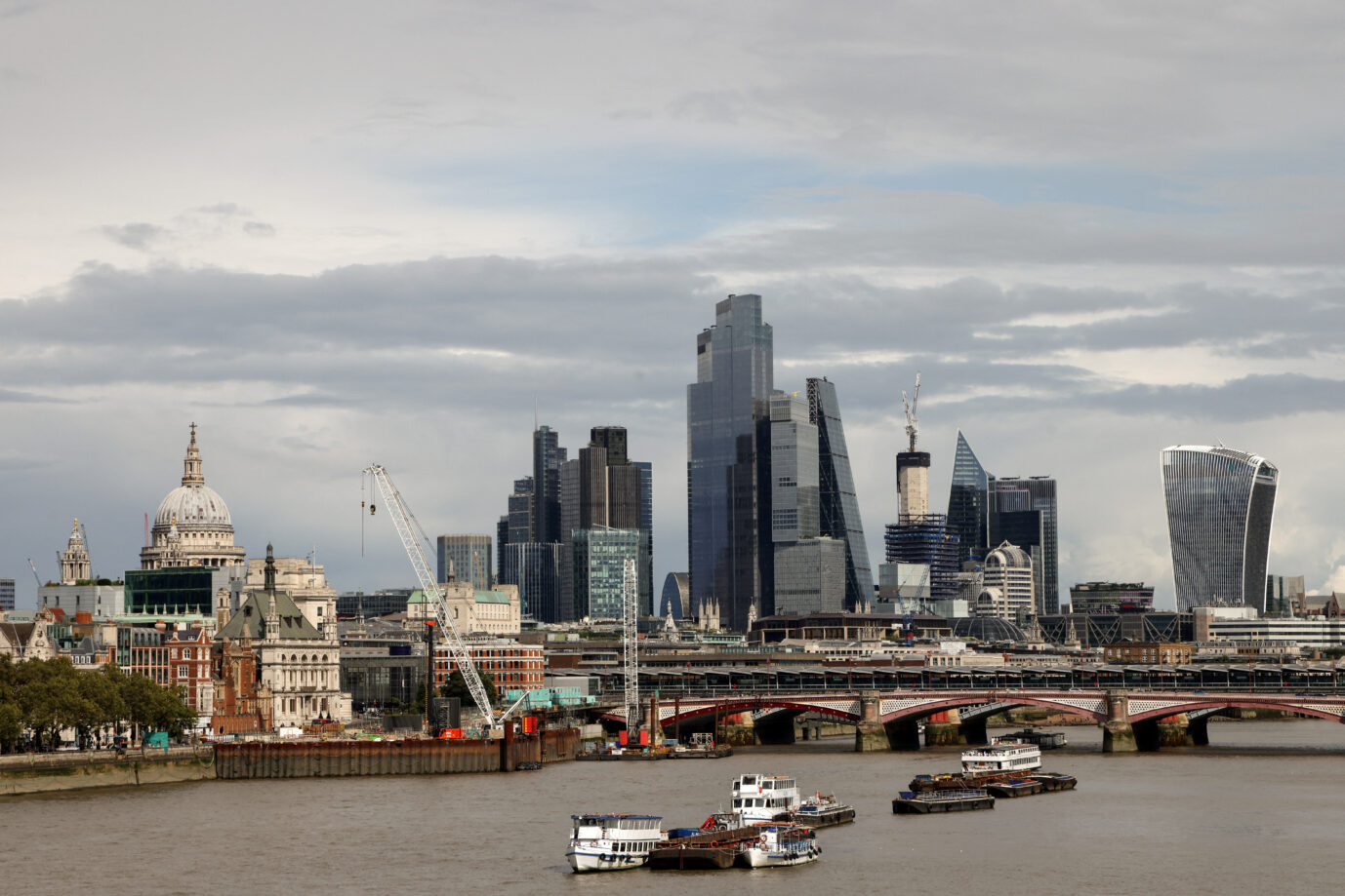 A view of the London financial district seen from Waterloo Bridge in London, Britain, August 26, 2023. REUTERS/Kevin Coombs