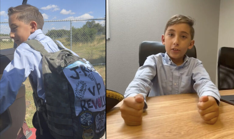 Der 12jährige Jaiden darf mit seinem Rucksack zurück in die Schule