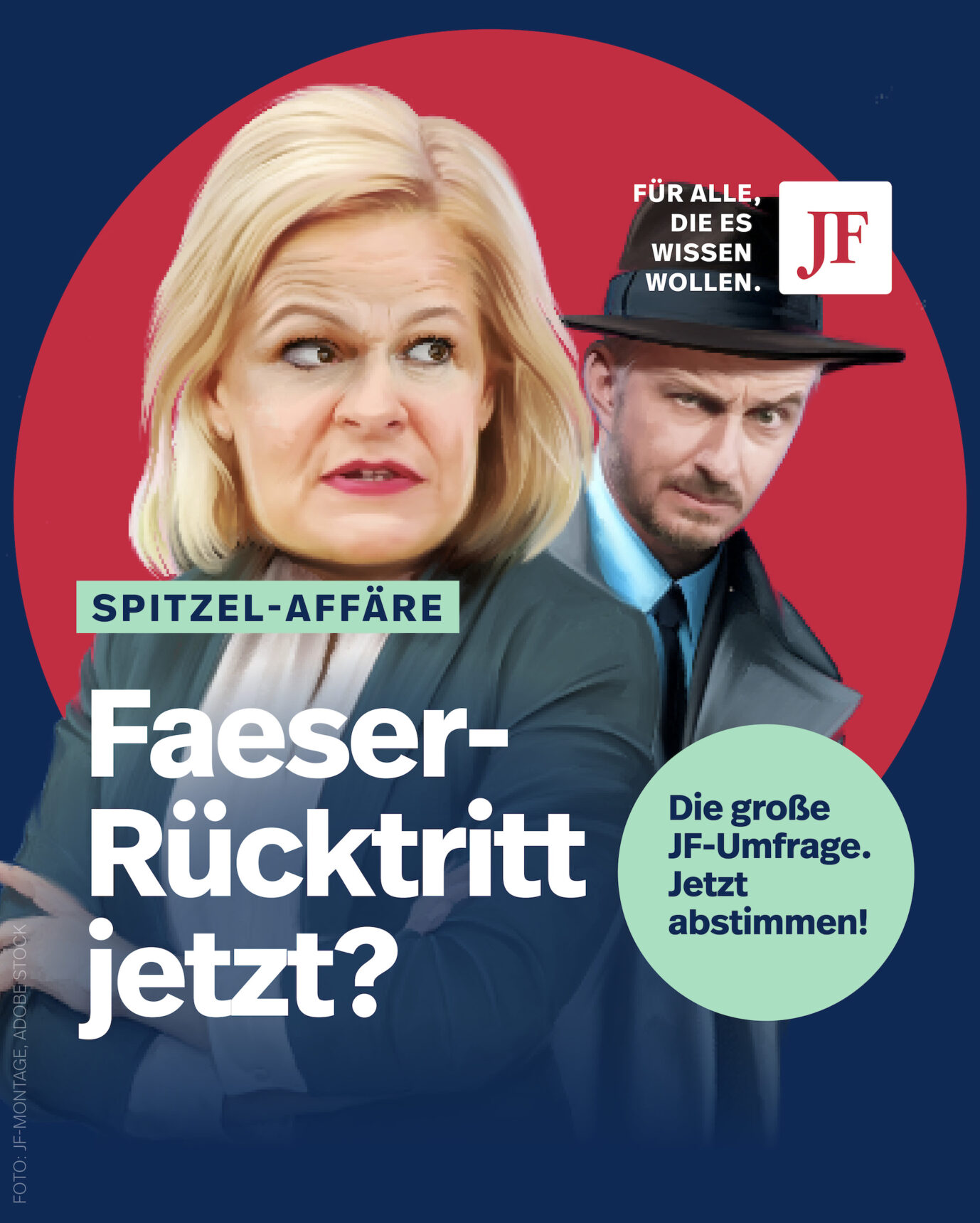 Faeser und Böhmermann: Muß die Innenministerin zurücktreten? Foto: JF-Montage
