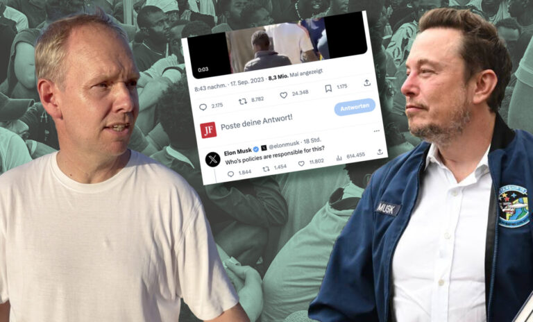 Auf Augenhöhe: Elon Musk und JF-Reporter Hinrich Rohbohm auf Lampedusa.