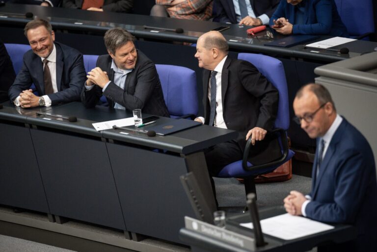 Lindner, Habeck, Scholz, Merz: Nur Getöse Foto: picture alliance/dpa | Michael Kappeler