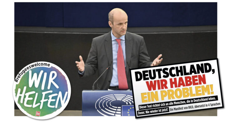 Nicolaus Fest, Mitglied des Europäischen Parlaments (AfD) und ehemaliger stellvertretender Chefredakteur der Bild am Sonntag (BamS) spricht am Rednerpult