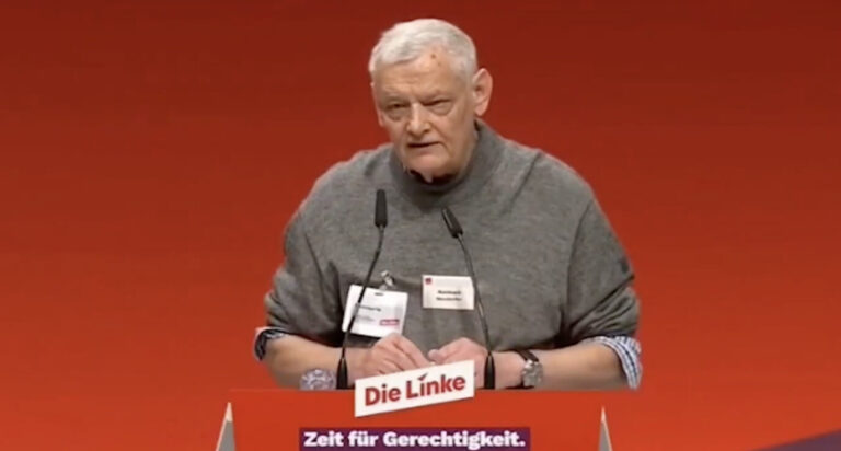 Auf dem Foto befindet sich DGB-Funktionär Reinhard Neudorfer auf dem Bundesparteitag der Linkspartei. (Themenbild)
