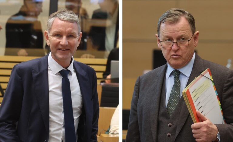 Gegenspieler um das Amt des Ministerpräsidenten in Thüringen: AfD-Chef Björn Höcke und Amtsinhaber Bodo Ramelow (Linke).
