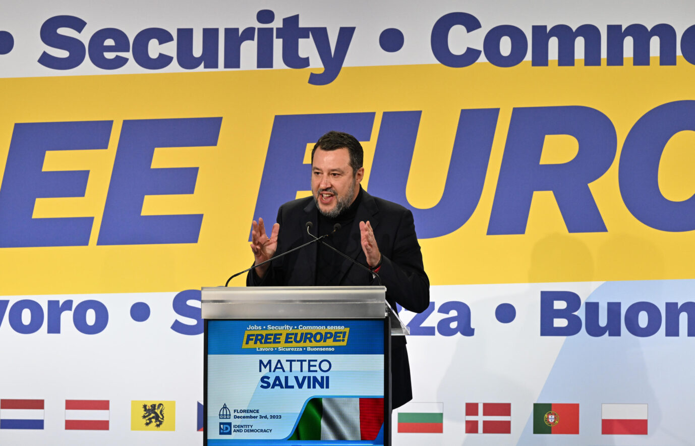 Auf dem Foto befindet sich der Vorsitzende der italienischen Lega, Matteo Salvini, während des Kongresses der Fraktion „Identität und Demokratie“ in Florenz. (Themenbild)