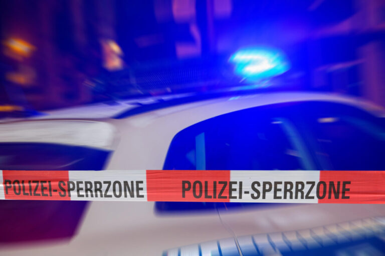 Polizeieinsatz mit Blaulicht (Symbolbild) – in Schwerin griffen sich Migranten mit Waffen an