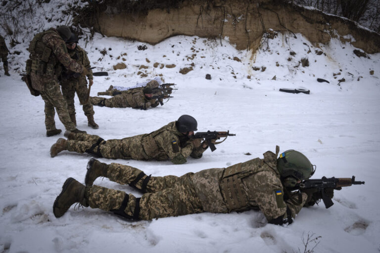 Krieg: Kämpfer eines ukrainischen Freiwilligenbattalions trainieren in der Nähe von Kiew