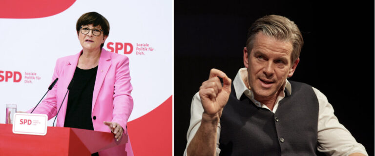 Die SPD-Bundesvorsitzende Saskia Esken (links) und ZDF-Moderator Markus Lanz (rechts): Die deutsche Sozialdemokratie sieht kein Problem in der aktuellen Migration.