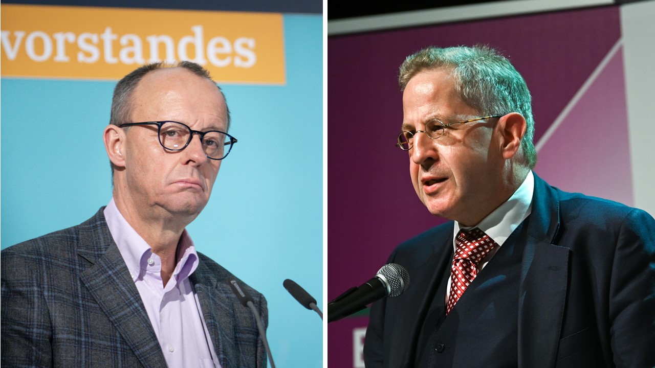 Neue Brandmauer: CDU-Chef Friedrich Merz (links) kündigt einen Unvereinbarkeitschbeschluß mit der Werte-Union von Hans-Georg Maaßen an.