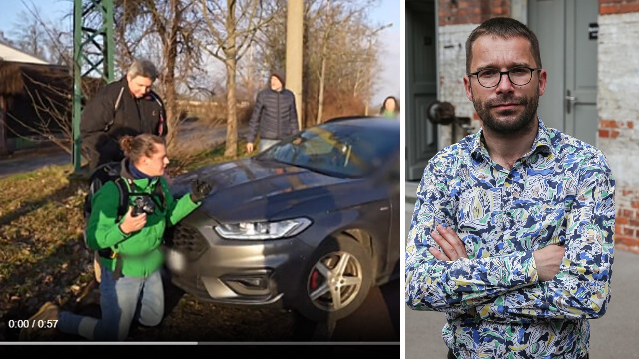 Die Szene, in der Fotograf der „Letzten Generation“ vom Auto angefahren wird. Grünen-Abgeordneter Sebastian Striegel war dabei.
