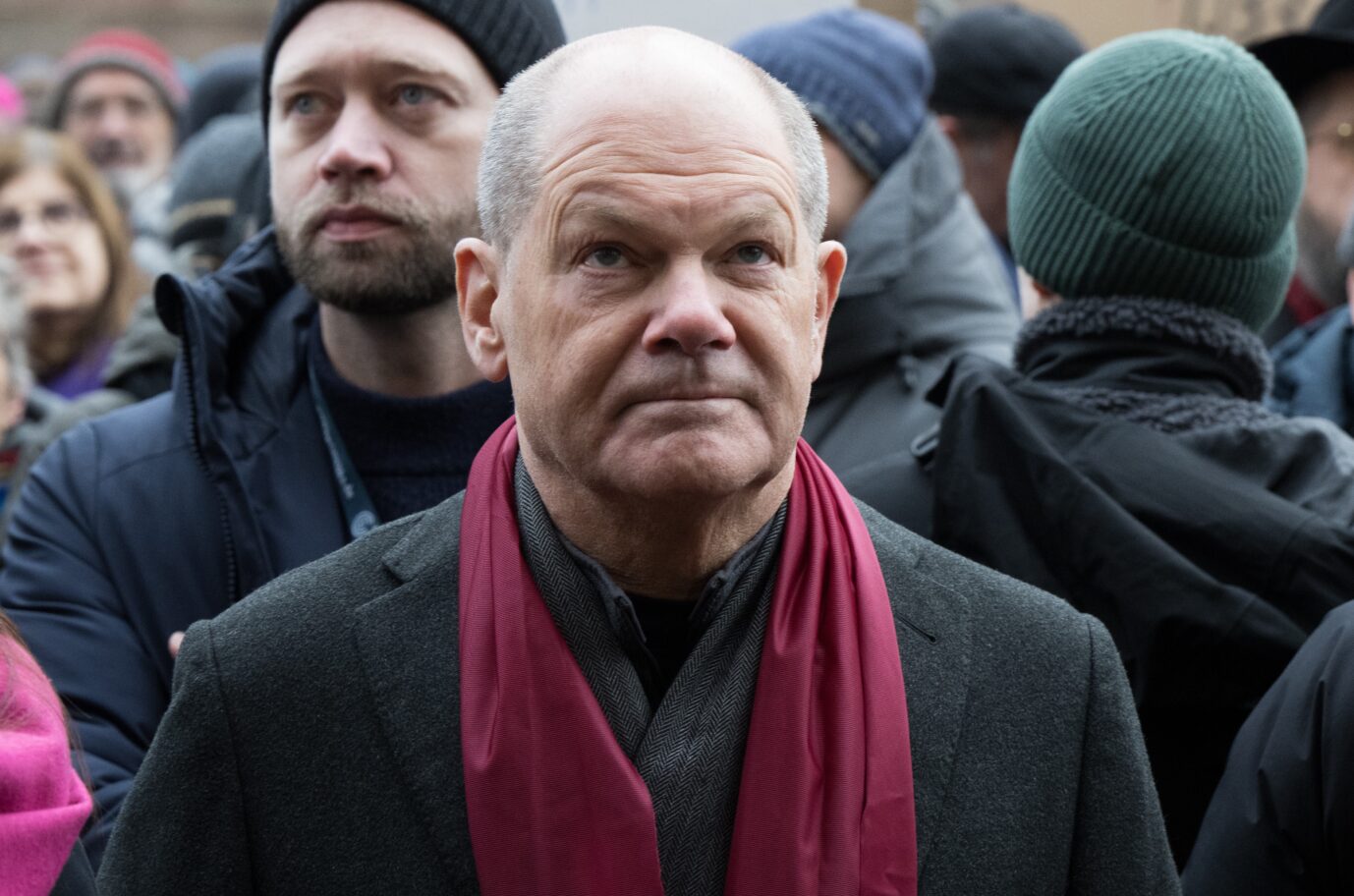 Unbeliebt wie nie: Bundeskanzler Olaf Scholz (SPD) am Sonntag bei einer Anti-AfD-Demo in Potsdam.
