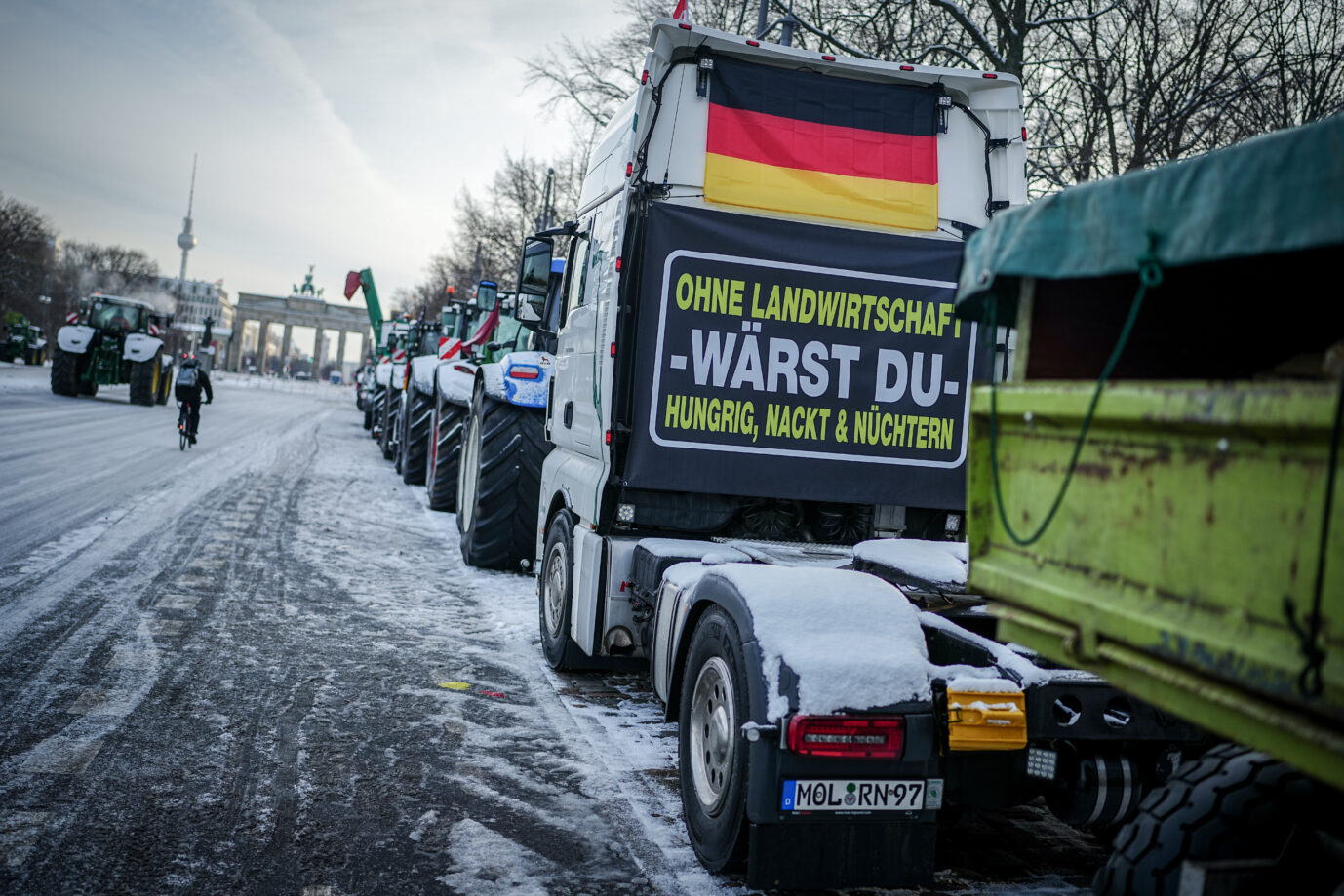 Schon beim Bauernprotest vergangene Woche am Brandenburger Tor hatten auch Lkw-Fahrer teilgenommen.