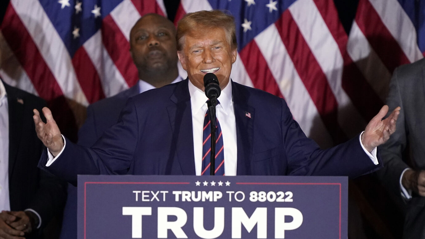 Donald Trump nach seinem Sieg bei den Vorwahlen in New Hampshire.