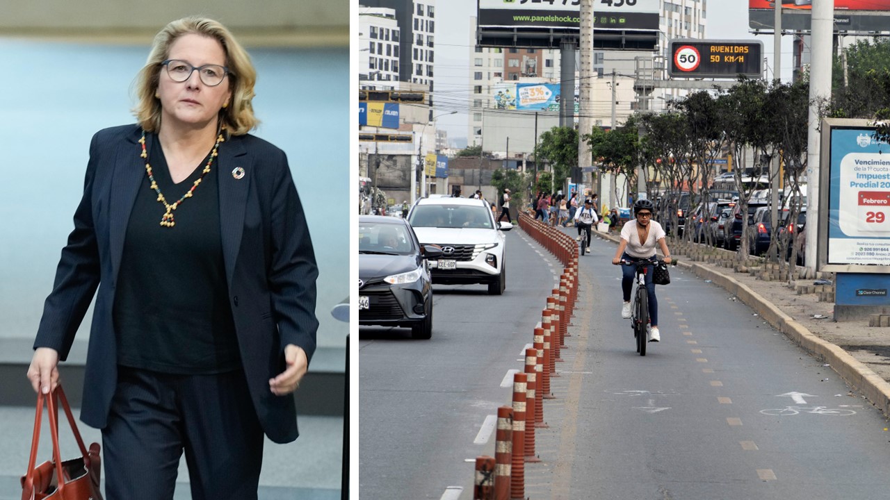 Entwicklungshilfeministerin Svenja Schulze (SPD) und ein Radweg in Lima, der Hauptstadt Perus.