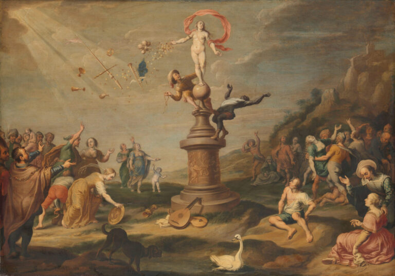 Herrin des Glücks: Die Göttin Fortuna verschenkt ihre Gaben, Niederlande 17. Jahrhundert
