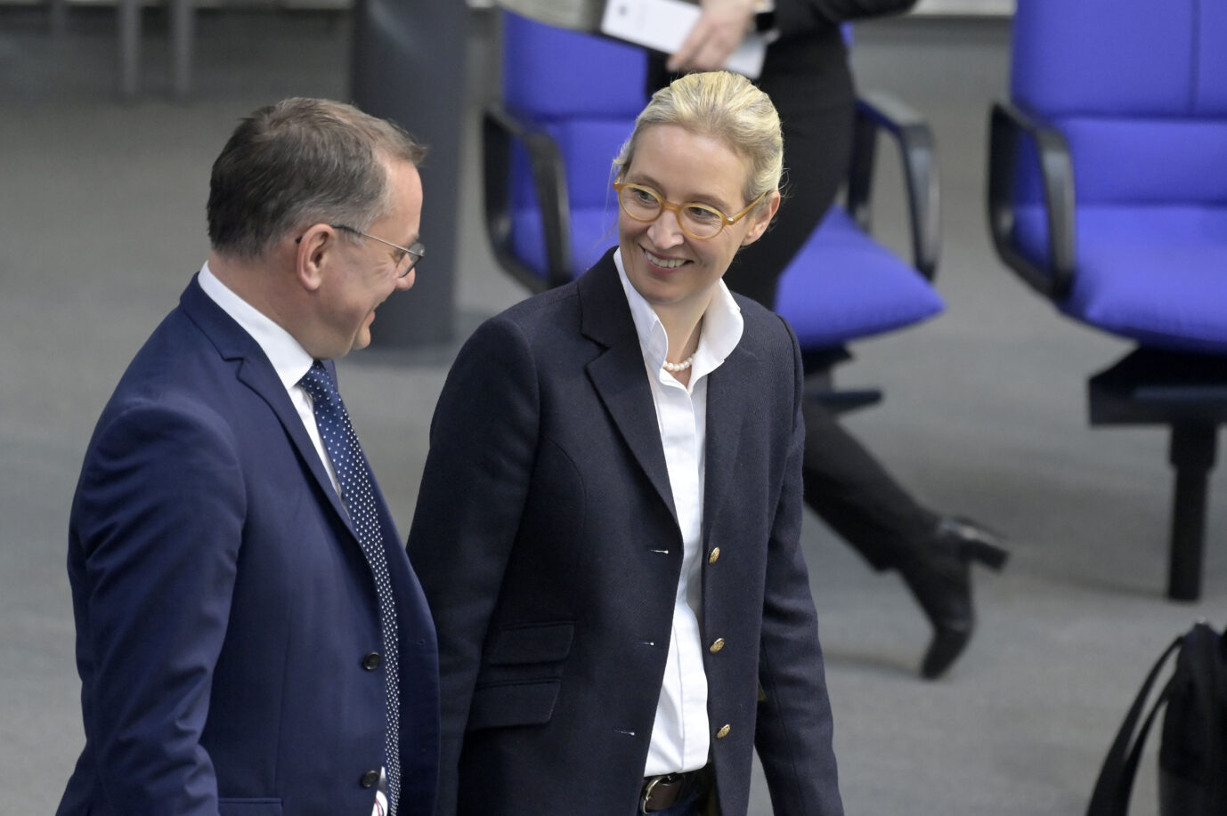 Es geht wieder aufwärts in den Umfragen: Die AfD-Chefs Tino Chrupalla und Alice Weidel im Bundestag.