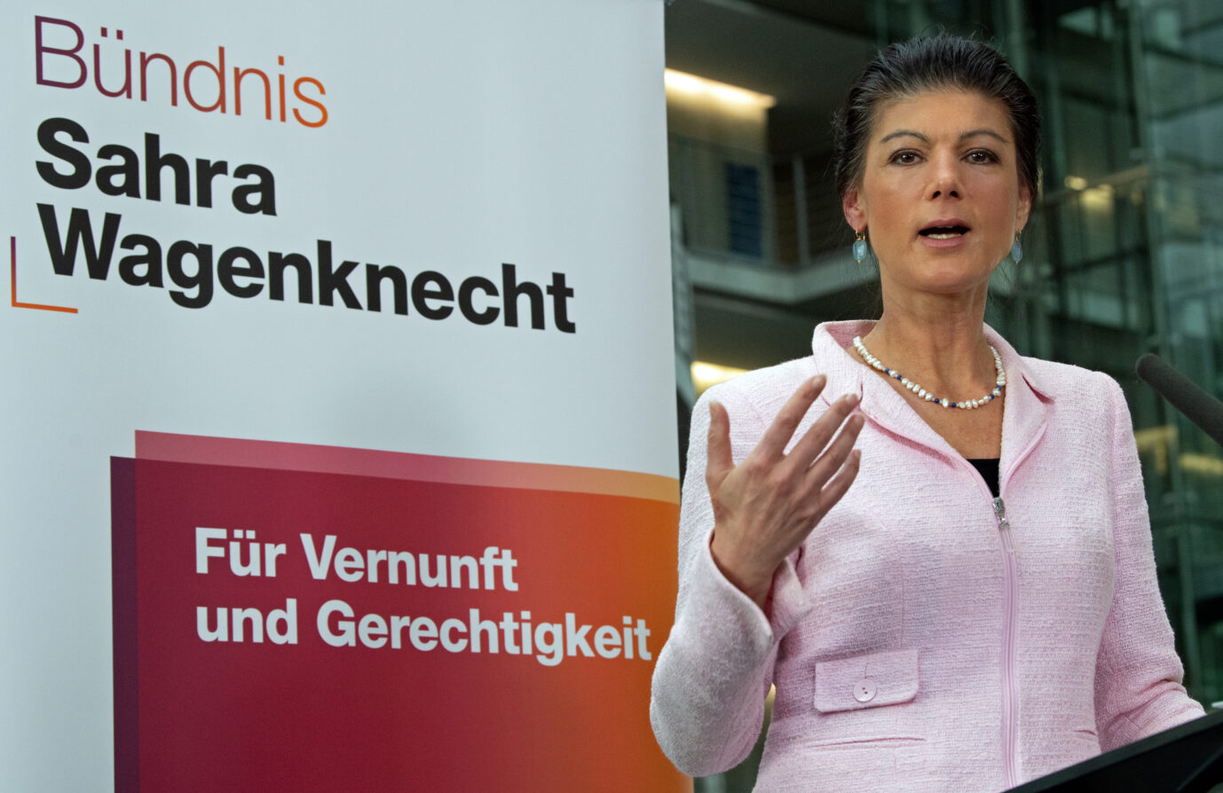 Die BSW-Vorsitzende Sahra Wagenknecht bei einem Pressetermin im Paul-Löbe-Haus: Steile Karriere gegen alle Widerstände.