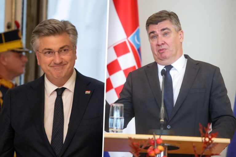 Die Bildmontage zeigt Kroatiens Premierminister r Andrej Plenkovic (HDZ, links) und seinen stärksten Herausforderer, Zoran Milanovic.