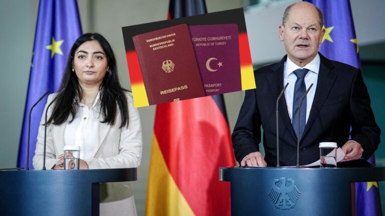 Bundeskanzler Olaf Scholz (SPD) und seine Staatsministerin Reem Alabali-Radovan (beide SPD) freuen sich über die Turbo-Einbürgerung für Migranten.
