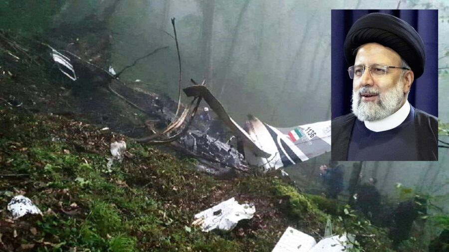 Das Wrack des Hubschraubers, in dem Irans Präsident Ebrahim Raisi saß.