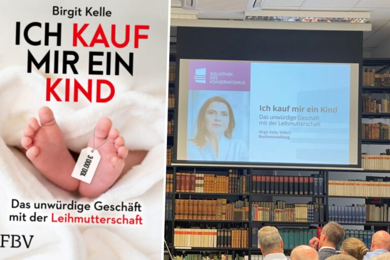 Birgit Kelle in der Bibliothek des Konservatismus: Leihmutterschaft als grundsätzliches Thema der Menschenwürde Fotos: JF / FBV Montage: JF