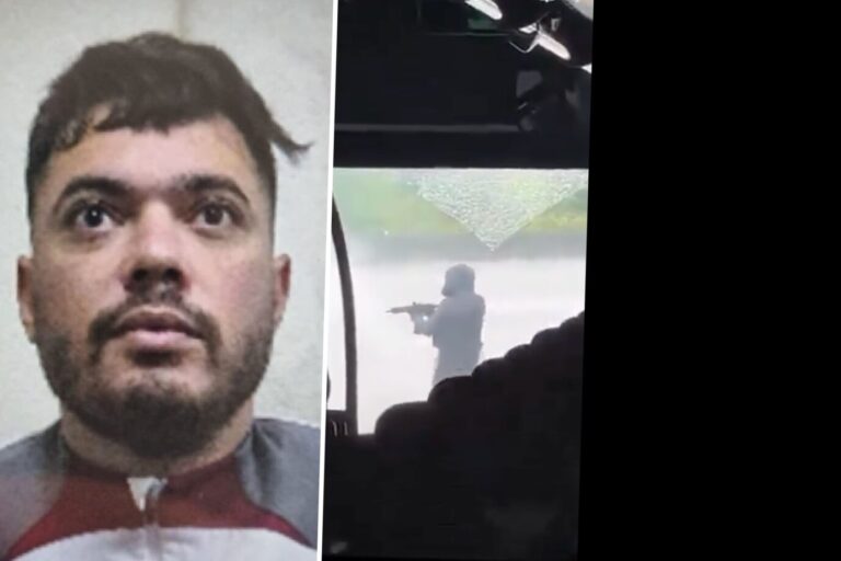 Das Bild ist eine Montage. Links zu sehen ist der flüchtige Kriminelle Mohamed A. Rechts ist ein Video zu sehen, das die Gefangenenbefreiung von A. in Frankreich zeigt.
