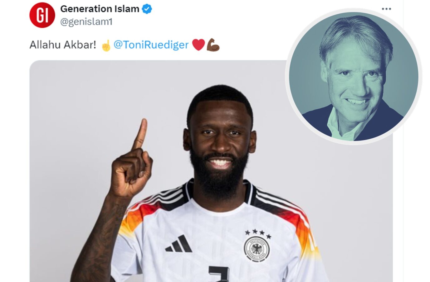 So feiern Islamisten den deutschen Nationalspieler Antonio Rüdiger auf X.