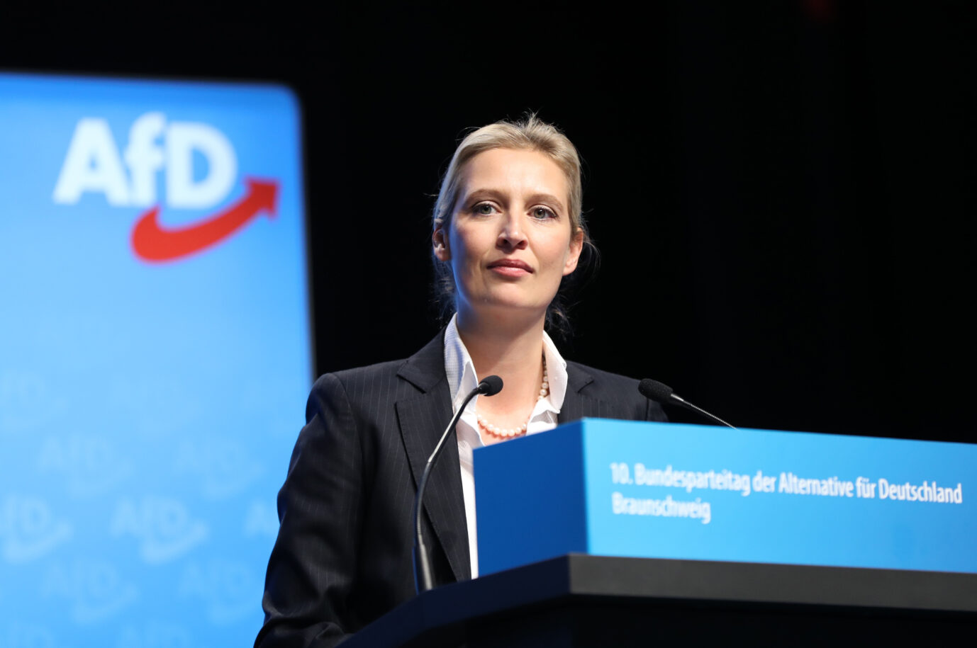 AfD-Chefin Alice Weidel spricht auf dem Parteitag im September in Braunschweig. Die Veranstaltung in Essen steht auf der Kippe.