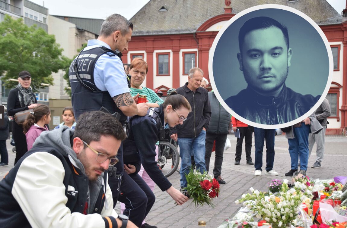 Sicherheitskräfte und Bürger gedenken des in Mannheim von einem Afghanen getöteten Polizisten; im "Stern" wird schon relativiert.
