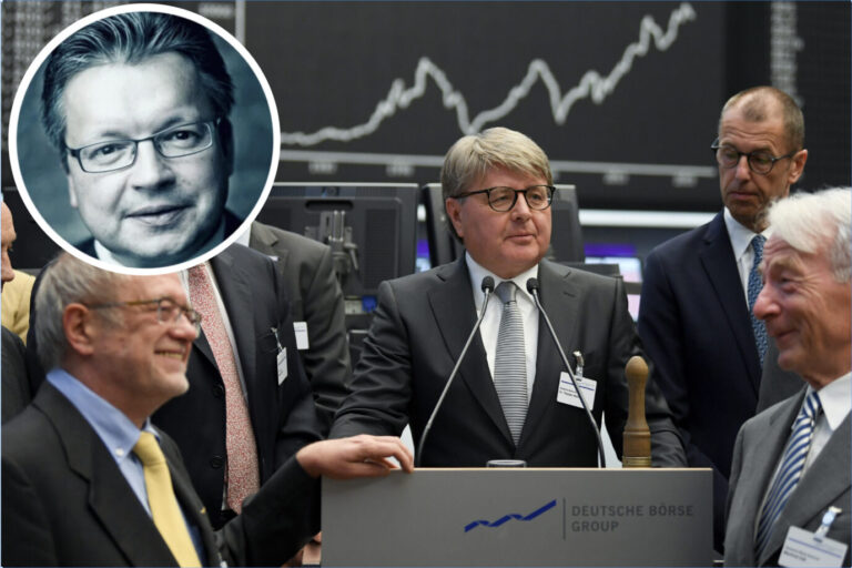 Montage mit dem Chef der Deutschen Börse, Theodor Weimer und einem Bild von Michael Paulwitz