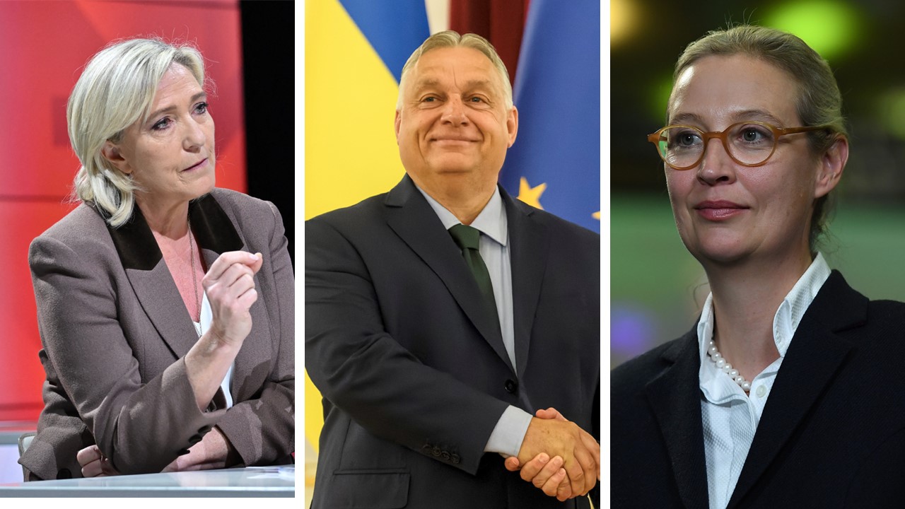 Ringen um eine starke Rechte im Europaparlament: Marine Le Pen und Viktor Orbán. Bisher außen vor: Alice Weidel.